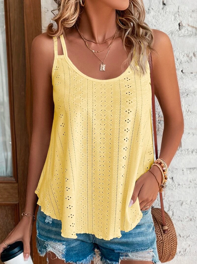 Camisole Décontracté Plain Été à Bretelles à Haute Élasticité Quotidien Dentelle Trapèze Régulier pour Femmes