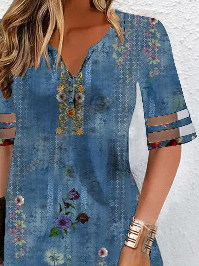 Robes Femmes Décontracté Floral Été Léger Quotidien Court Demi Manche Trapèze T.-N.-L.