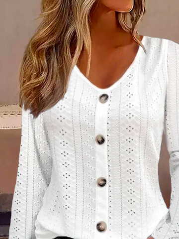 Chemises Femmes Décontracté Plain Printemps / Automne Jacquard Boutonné Ample Régulier CE EPE