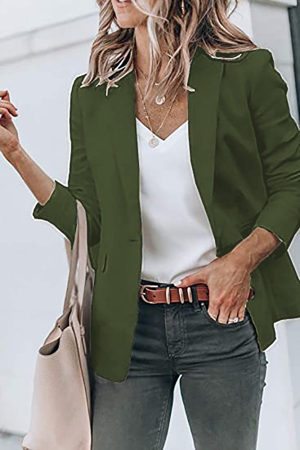 Blazers Décontracté Plain Printemps / Automne Coupe Régulière Manches Longues Col Châle Régulier Régulier CE pour Femmes