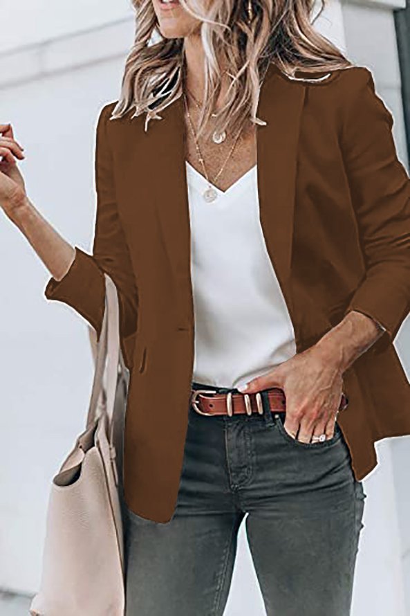 Blazers Décontracté Plain Printemps / Automne Coupe Régulière Manches Longues Col Châle Régulier Régulier CE pour Femmes