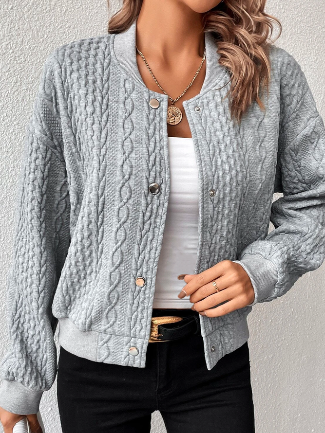 Blousons Décontracté Plain Printemps / Automne Polyester Col Montant Naturel Quotidien Régulier DL pour Femmes