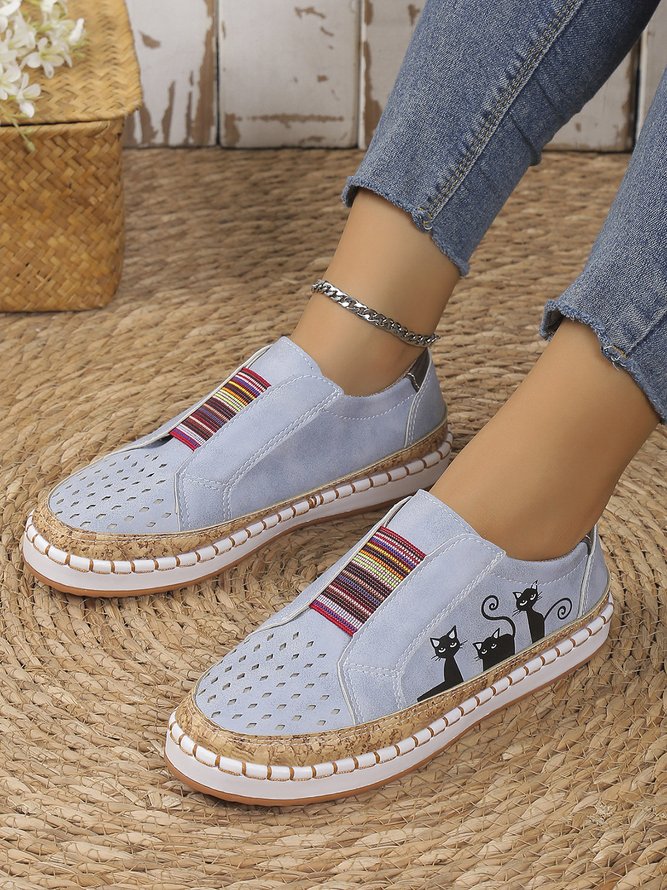 Appartements Femme Casual  Chat Split Joint  Talon Plat Tissu Slip On EVA