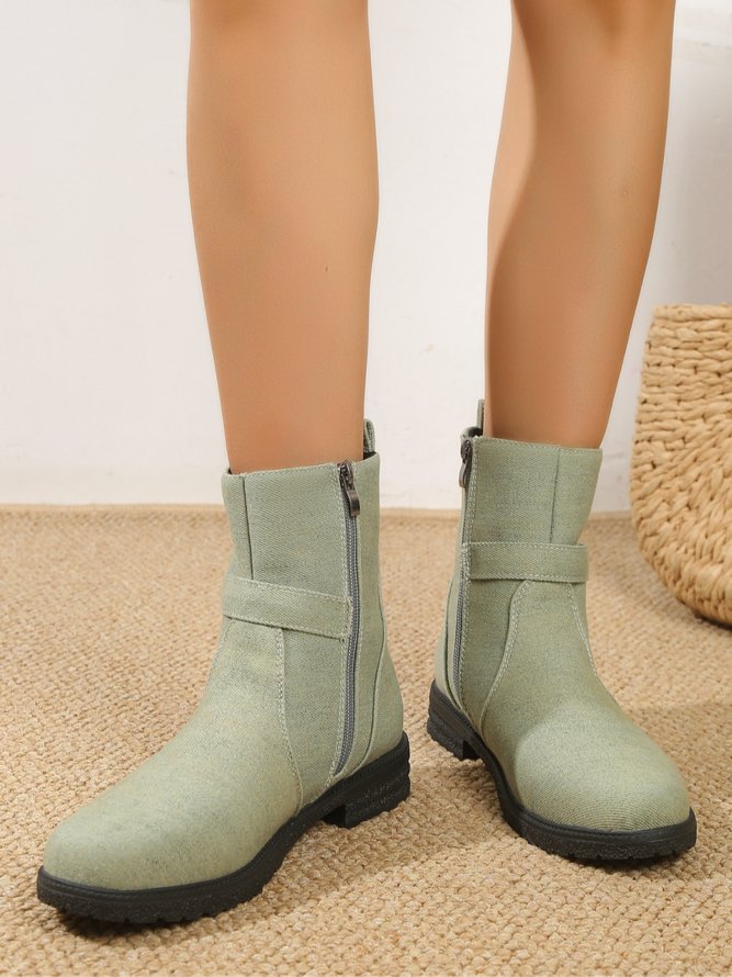 Bottes Femme Décontracté Plain Automne Quotidien Boucle Bout Fermé Toile Caoutchouc Bottes classiques