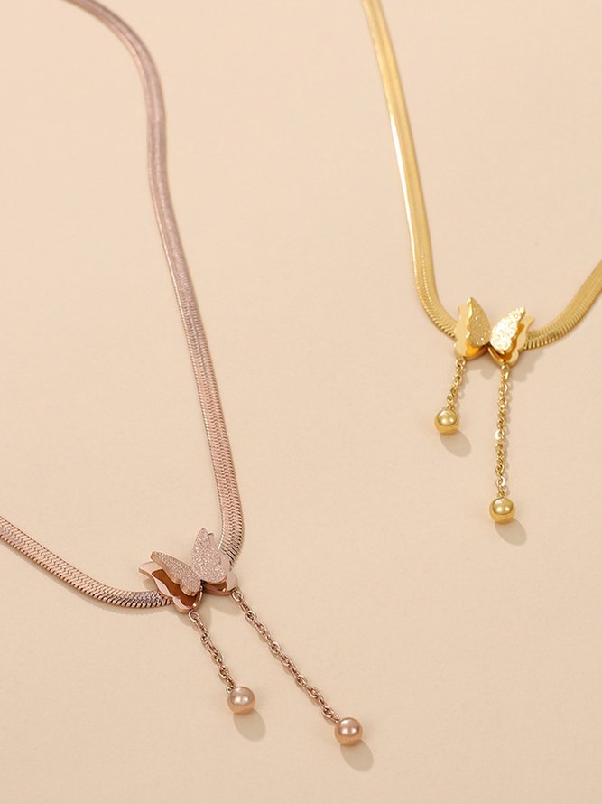 Collier Toutes Les Saisons Papillon Fête Quotidien Métal Pendentif Collier pour Femmes