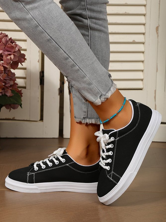 Toile Chaussures Décontracté Plain Toutes Les Saisons Antidérapant Quotidien à Talon Plat Bout Fermé Toile Toile pour Femmes
