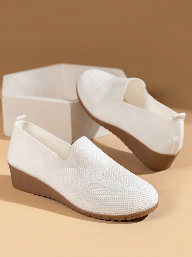 Profond bouche Unique Chaussures Femmes Décontracté Plain Toutes Les Saisons Augmentation de la hauteur Quotidien Talon de Bloc Tissu de Maille Tissu Caoutchouc