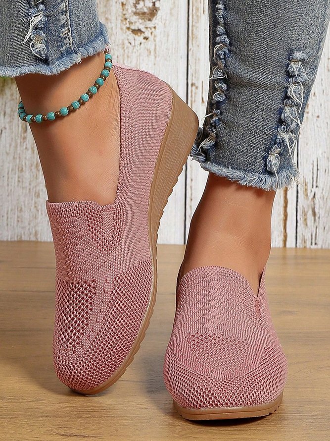 Profond bouche Unique Chaussures Femmes Décontracté Plain Toutes Les Saisons Augmentation de la hauteur Quotidien Talon de Bloc Tissu de Maille Tissu Caoutchouc