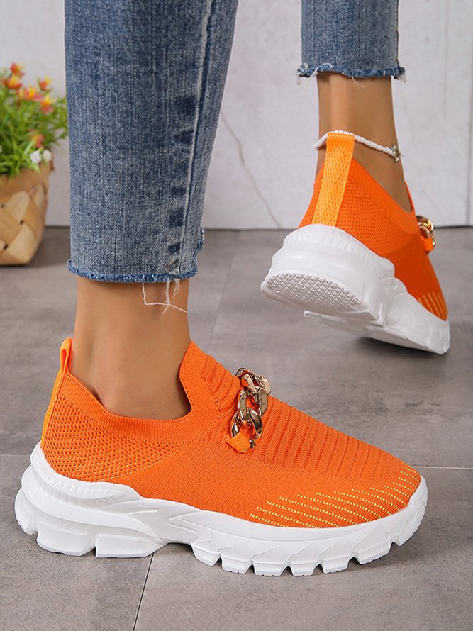 Tricoté à La Mouche Baskets Femme Plain Sportif Toutes Les Saisons Chaîne Portable Sportif & De Plein Air Tissu Chaussures tissées à la mouche EVA
