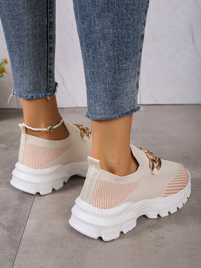 Tricoté à La Mouche Baskets Femme Plain Sportif Toutes Les Saisons Chaîne Portable Sportif & De Plein Air Tissu Chaussures tissées à la mouche EVA