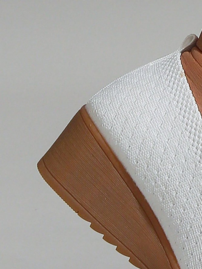 Profond bouche Unique Chaussures Femmes Décontracté Plain Toutes Les Saisons Augmentation de la hauteur Quotidien Talon de Bloc Tissu de Maille Tissu Caoutchouc