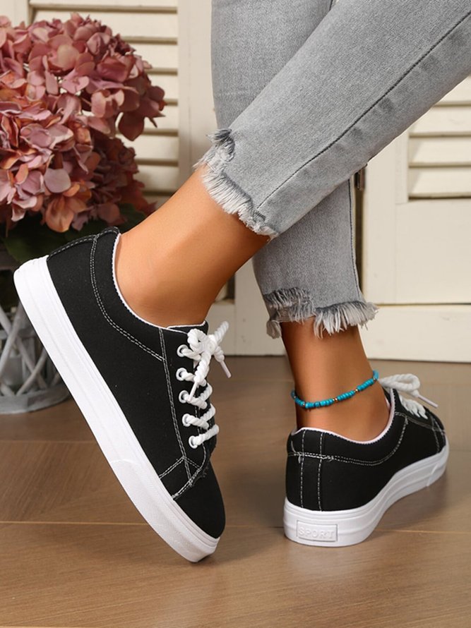 Toile Chaussures Décontracté Plain Toutes Les Saisons Antidérapant Quotidien à Talon Plat Bout Fermé Toile Toile pour Femmes