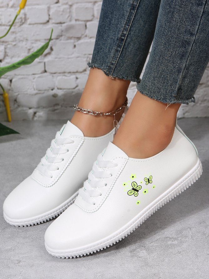 Chaussures de skate Femmes Toutes Les Saisons Simple Papillon Imprimé à Talon Plat Antidérapant Profit Chaussures de skate EVA