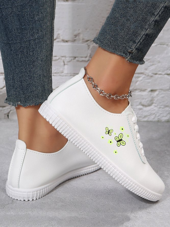 Chaussures de skate Femmes Toutes Les Saisons Simple Papillon Imprimé à Talon Plat Antidérapant Profit Chaussures de skate EVA