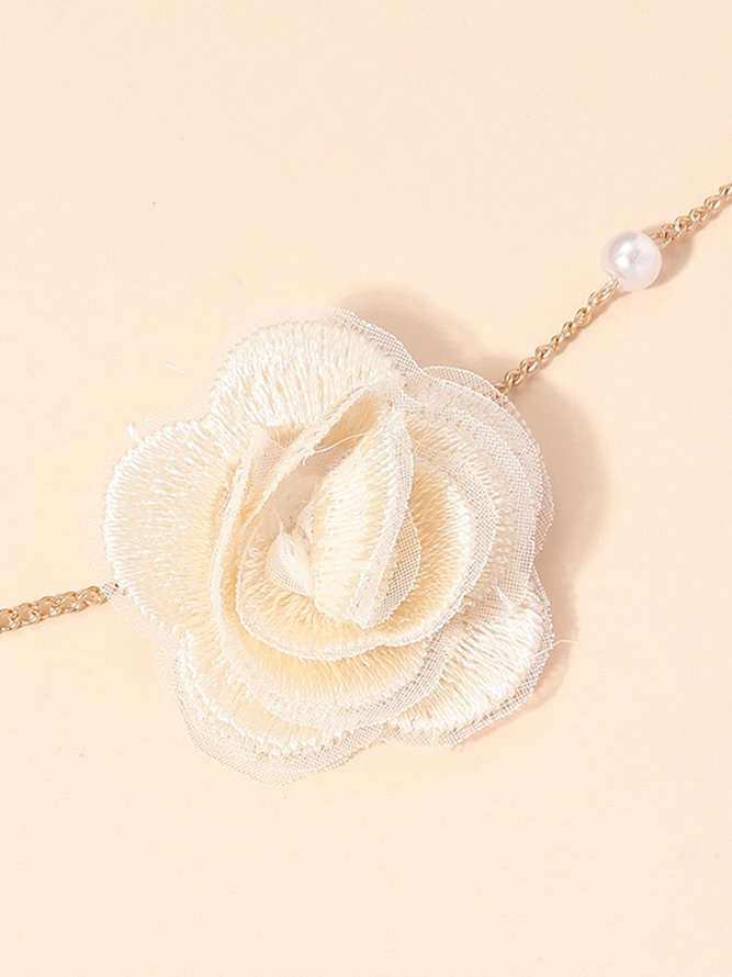 Collier Floral Toutes Les Saisons Élégant Fête Métal Collier Ras du Cou pour Femmes