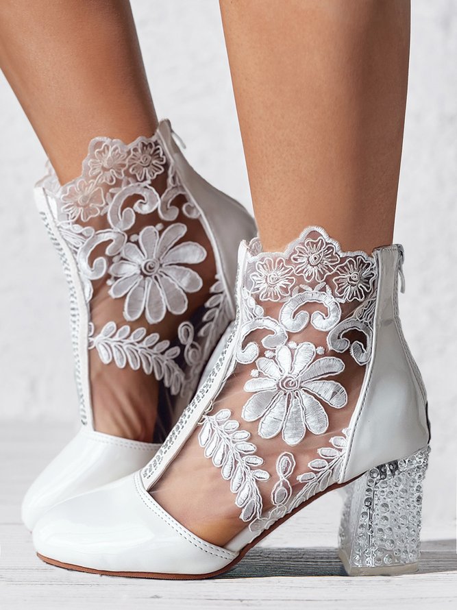Mode Bottes Femme Floral Automne Fête Joint Fendu Quotidien Bout Fermé PU Meilleure vente Bottes Formelles