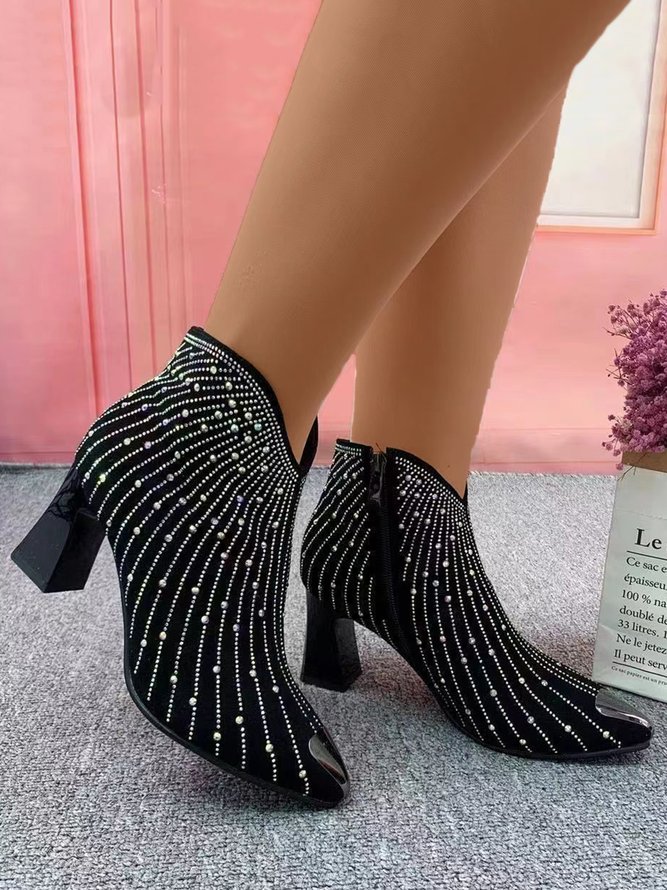 Mode Bottes Femme Plain Automne Fête Zip Talon de Bloc Bout Fermé Faux Suède Standard Bottes Formelles