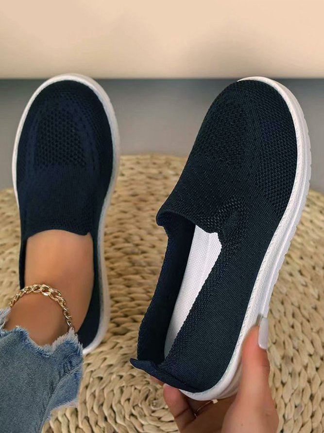 Tricoté à La Mouche Baskets Décontracté Plain Toutes Les Saisons à Talon Plat Tissu de Maille Tissu Standard à Enfiler Polyuréthane pour Femmes
