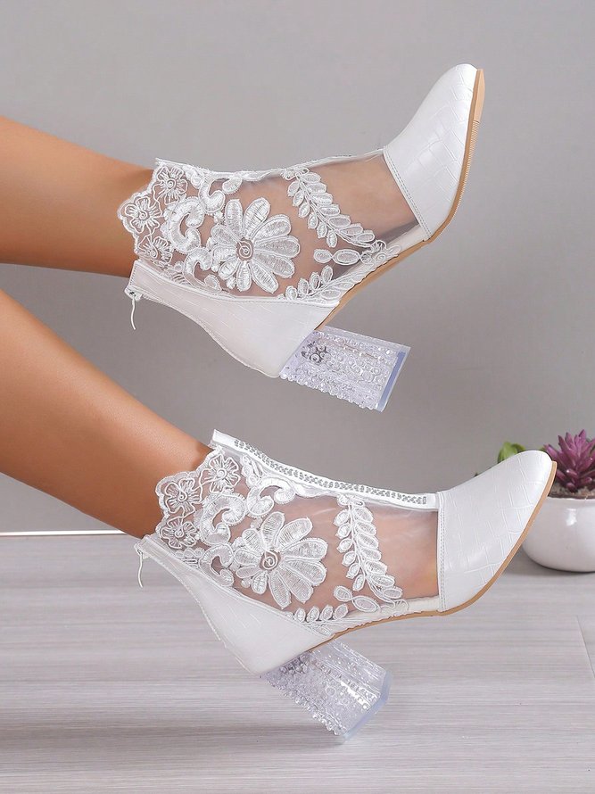 Mode Bottes Femme Floral Automne Fête Joint Fendu Quotidien Bout Fermé PU Meilleure vente Bottes Formelles