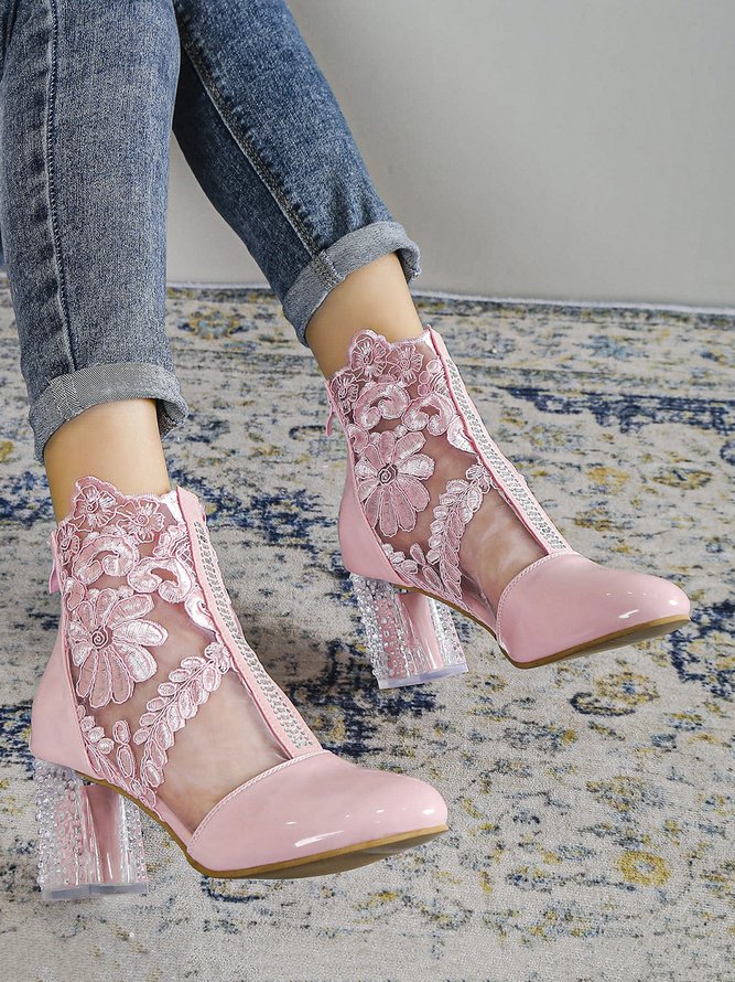 Mode Bottes Femme Floral Automne Fête Joint Fendu Quotidien Bout Fermé PU Meilleure vente Bottes Formelles