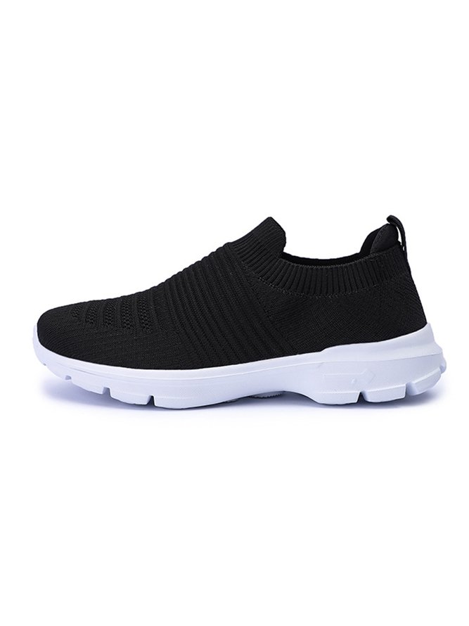 Tricoté à La Mouche Baskets Plain Sportif Toutes Les Saisons Haute-Élastique Bout Rond Tissu de Maille Tissu Chaussures tissées à la mouche Standard pour Femmes