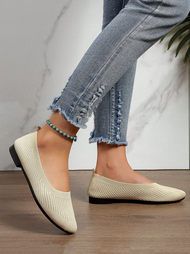 Chaussures à Tige Basse Rayé Toutes Les Saisons Simple Respirable Bout Fermé Tissu Caoutchouc à Enfiler Profit pour Femmes