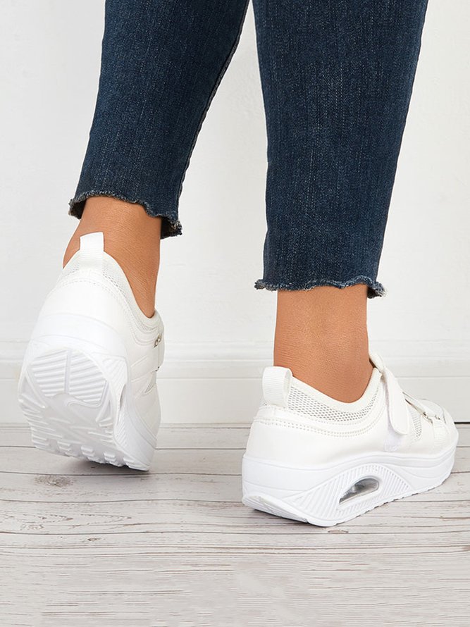 Marche à pied Chaussures Bloc de Couleur Sportif Toutes Les Saisons Joint Fendu Crochet et boucle Augmentation de la hauteur Quotidien Talon de Bloc Chaussures de jogging pour Femmes