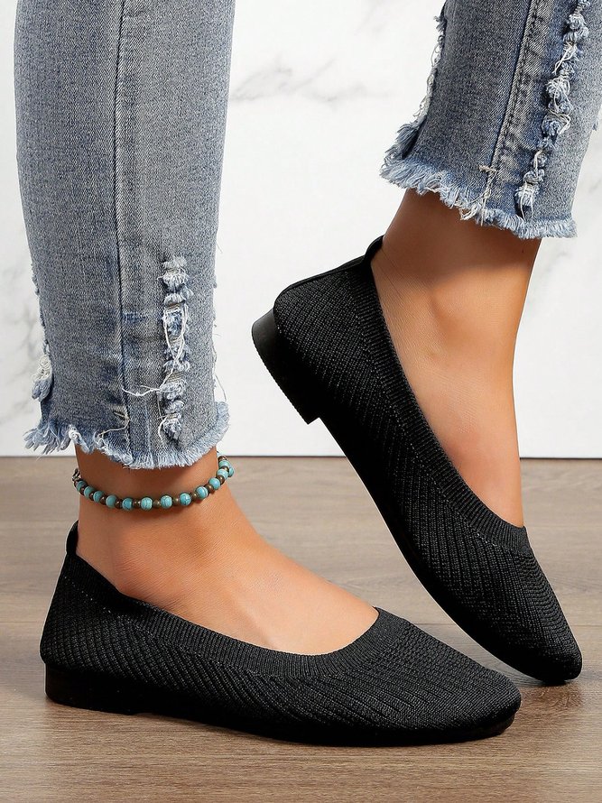 Chaussures à Tige Basse Rayé Toutes Les Saisons Simple Respirable Bout Fermé Tissu Caoutchouc à Enfiler Profit pour Femmes