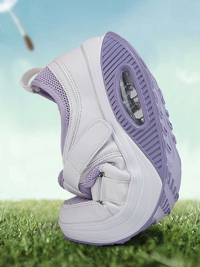 Marche à pied Chaussures Bloc de Couleur Sportif Toutes Les Saisons Joint Fendu Crochet et boucle Augmentation de la hauteur Quotidien Talon de Bloc Chaussures de jogging pour Femmes