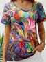 T-shirts Femmes Été Décontracté célèbre La peinture Micro-élasticité Quotidien Jersey Manches Courtes Adapté Régulier
