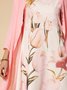 Ensembles deux pièces Décontracté Floral Printemps Léger Maxi Fibre de polyester Trois quarts Coupe H-Line pour femme