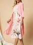 Ensembles deux pièces Décontracté Floral Printemps Léger Maxi Fibre de polyester Trois quarts Coupe H-Line pour femme