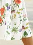 Robes Floral Été Vacances Naturel Aucune élasticité Mi-longue Col Rond Droit Régulier pour Femmes