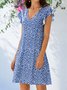 Robes Femmes Floral Été Vacances Col V Naturel Vacances Jersey Court Tunique