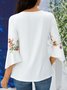Tops Décontracté Floral Hiver Col V Naturel Coupe Régulière Mi-longue-Long A-ligne Élasticité moyenne pour Femmes