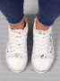 Sneakers Sports Floral Toutes Saisons Toile Antidérapante Tissu EVA Lace Up Canvas pour Femme