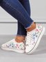 Sneakers Sports Floral Toutes Saisons Toile Antidérapante Tissu EVA Lace Up Canvas pour Femme