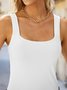 Top Débardeur Tops Femmes Plain Été Décontracté Aucune élasticité Quotidien Jersey Sans Manches Col Rond Régulier
