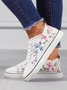 Sneakers Sports Floral Toutes Saisons Toile Antidérapante Tissu EVA Lace Up Canvas pour Femme