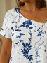 Robes Décontracté Floral Été Polyester Naturel Ample Asymétrique Manches Courtes Régulier pour Femmes