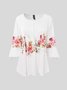 Tops Décontracté Floral Hiver Col V Naturel Coupe Régulière Mi-longue-Long A-ligne Élasticité moyenne pour Femmes