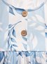Deux Pièces Ensembles Femmes Floral Printemps / Automne Élégant Léger Coupe Régulière Manches 3/4 Col Rond Manteau avec jupe Élasticité moyenne