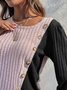 Chemises Décontracté Bloc de Couleur Printemps / Automne Polyester Boutonné Quotidien Manches Longues Régulier Élasticité moyenne pour Femmes