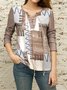 T-shirts Géométrique Décontracté Printemps / Automne Polyester Quotidien Ample Manches Longues Droit Élasticité moyenne pour Femmes