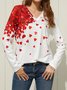 T-shirts Décontracté Printemps / Automne Coeur/cordé Ample Manches Longues Régulier le Jour de la Saint-Valentin Droit Élasticité moyenne pour Femmes