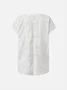 Chemises Plain Été Simple Ample Coton Et Lin Manches Courtes Droit Boucle Coton Et Lin pour Femmes