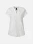 Chemises Plain Été Simple Col V Quotidien Ample Manches Courtes Droit Coton Et Lin pour Femmes