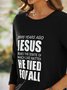 T-shirt Simple Lettre Hiver Col Rond Micro-élasticité Date Manches Longues Fit Regular pour Femme