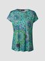 T-shirt Femme Vacances Floral Printemps Col Rond Quotidien Manches Courtes Fit Coton Mélangé Regular