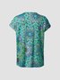 T-shirt Femme Vacances Floral Printemps Col Rond Quotidien Manches Courtes Fit Coton Mélangé Regular